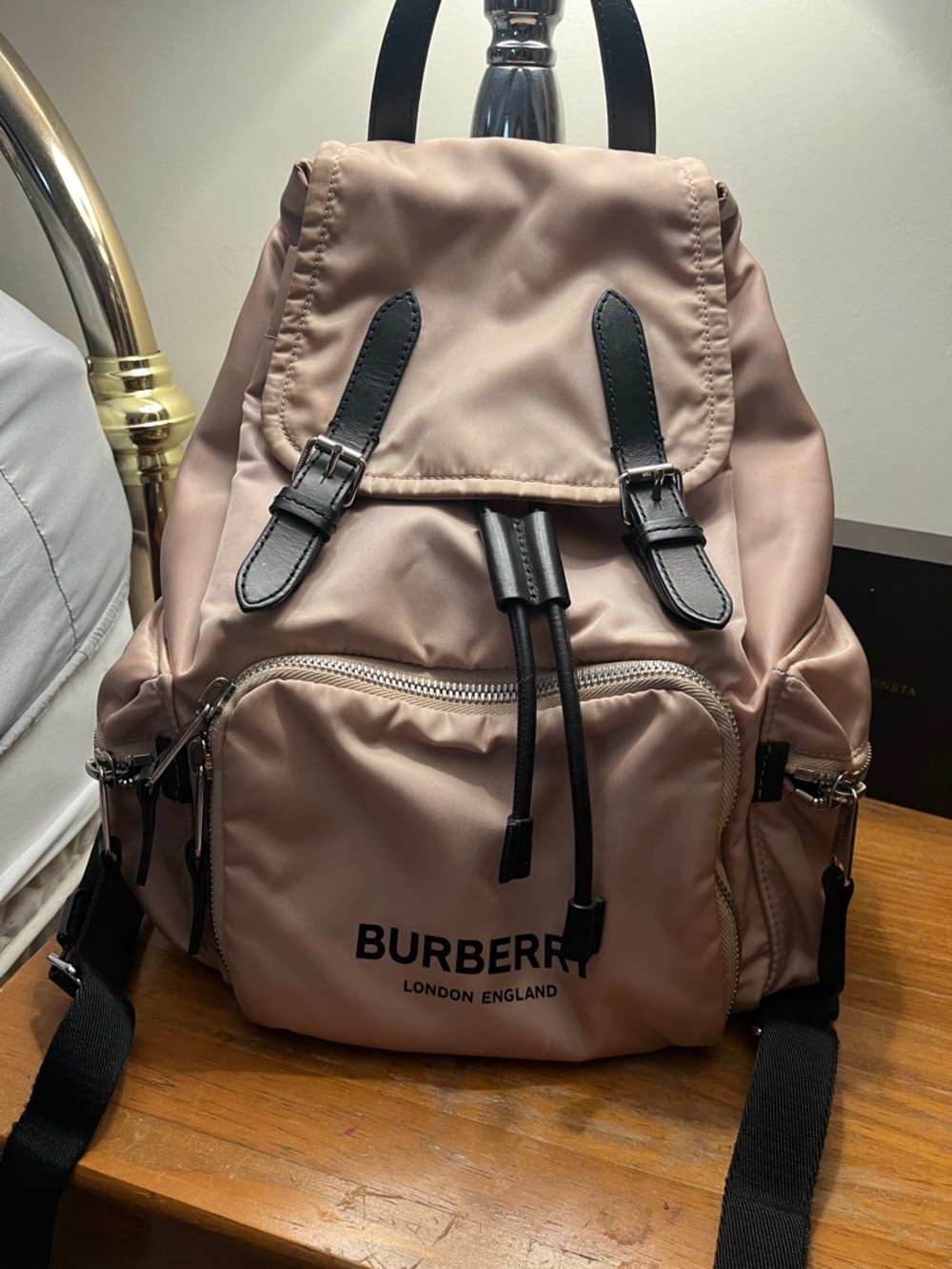 Burberry Blush Nylon Backpack with Black Trim